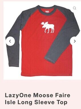 LazyOne Moose FaireIsle Long Sleeve Top 100 Percent Cotton Women's Size L NWOT